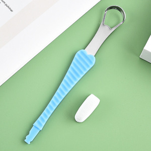 Double-headed, dual-use adult toothbrush, stainless steel, tongue scraper, bad breath remover, family pack, soft bristles. - Product Image 4