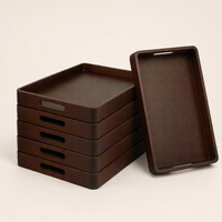 Plateau rectangulaire décoratif en bois massif fait main sur mesure, brun foncé, brun clair, plateau de service