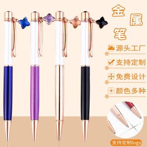 Stylo à corps métallique avec logo animal, à personnaliser, à remplir, avec paillettes de cristal liquide flottant 3D, pointe de 0,7 mm - Product Image 4