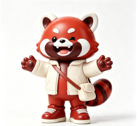 Figura Coleccionable de Panda Rojo Personalizada, Estatua de Dibujos Animados en ABS, Fábrica China OEM, Figura Personalizada para Mercancía de Marca al por Mayor
