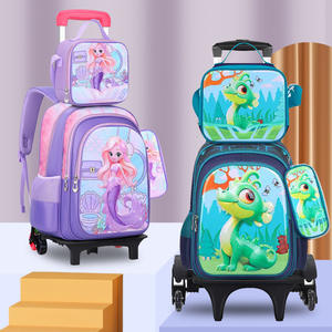 2025 nouvelle usine ventes directes élèves du primaire chariot sac d'école sac à déjeuner porte-crayon 3D dessin animé en cuir trois pièces - Product Image 1
