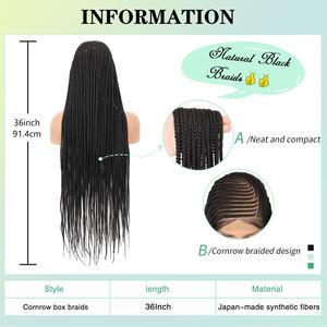 <span class=keywords><strong>Parrucca</strong></span> intrecciata trecce <span class=keywords><strong>Afro</strong></span> Cosplay da 36 pollici 13X8 HD in pizzo anteriore da <span class=keywords><strong>donna</strong></span> treccia capelli capelli medi con motivo misto - Product Image 4