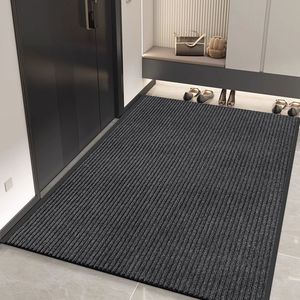 Tapete de Entrada de PVC, Rectangular, Gris, con Rayas, para Hotel, Absorbente y Antipolvo - Product Image 1