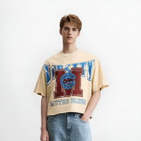 T-shirts Boxy en Molleton Bouclette Épais 270 g/m² Streetwear Personnalisable Impression Sérigraphique Ourlet Brut T-shirt Vêtements Crop Top pour Homme