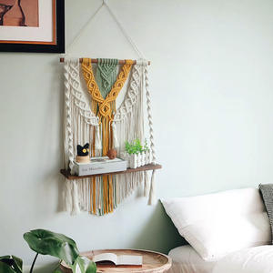 Étagères <span class=keywords><strong>de</strong></span> décoration <span class=keywords><strong>de</strong></span> maison bohème nordique tapisseries murales en coton tissé à la main avec glands et dentelle - Product Image 3