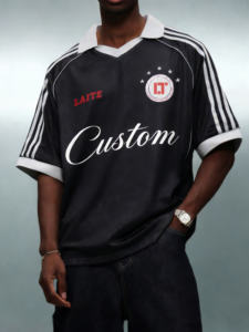 LTD-MTP1003 שרשרת אספקת ביגוד הדפסה בהתאמה אישית רקומה וינטג' כדורגל כדורגל ורסיטי סִגְנוֹן רשת חולצות פולו לנשים לגברים - Product Image 1