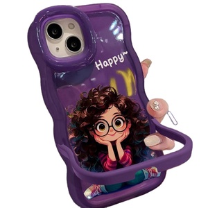 Belle cheveux bouclés fille vague bord Invisible Double support de support TPU housse de téléphone pour <span class=keywords><strong>Iphone</strong></span> X Xr Xs 11 <span class=keywords><strong>12</strong></span> 13 14 15 16 Pro 17 - Product Image 1