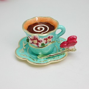 Scatola Portaoggetti Stile Europeo per Bomboniere, Tazza da Caffè Smaltata con Decorazione a Farfalla, Nuovo Stile di Portagioie - Product Image 3