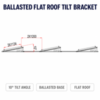 Support de panneau solaire inclinable en aluminium avec base lestée pour toit plat et pied arrière réglable en triangle