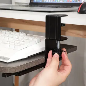 2022 New Design Adjustable Pull Out Saving Space No Punching Clamp On Sliding Computer Keyboard Tray Under Desk