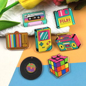 Colgante de Acrílico con Forma de Consola de Videojuegos, Cubo de <span class=keywords><strong>Rubik</strong></span>, Dibujos Animados, Divertido, Disco de Grabadora, Cinta Magnética, para Pendientes, Llaveros, Joyería DIY - Product Image 4