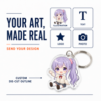 Porte-clés acrylique anime personnalisé, impression UV couleur, acrylique 3mm, fermoir mousqueton, échantillon artistique gratuit, vente en gros usine OEM
