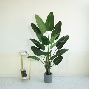 Plante artificielle en soie verte en pot, style bananier, 120 cm, toucher naturel, pour Thanksgiving et Noël - Product Image 4