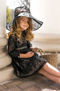 Vêtements d'été pour enfants en gros, robes décontractées pour bébés filles à imprimé floral et dentelle en maille - Product Image 5