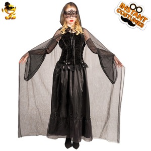 Costume de scène pour femmes adultes sexy, robe longue noire pour Halloween, costumes de films et de séries télévisées, pour performance, <span class=keywords><strong>mascarade</strong></span>, scène, fête, cape, anime - Product Image 3
