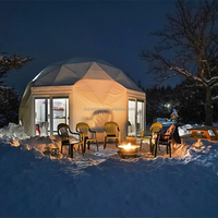 Tente de glamping gonflable imperméable, ignifuge et résistante aux UV, avec structure en aluminium, pour l'hiver, la neige, la chaleur, en forme de dôme, pour la randonnée