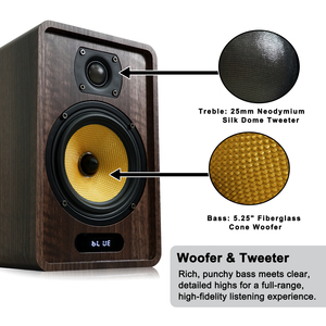 Enceintes bibliothèque actives et passives HYANKA KPB-306 5 pouces Hi-Fi 40W+40W avec boîtier en bois - Product Image 2
