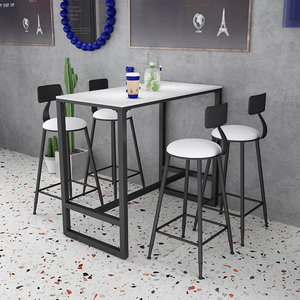 <span class=keywords><strong>Table</strong></span> nordique moderne de luxe carrée en marbre pied haut barre en fer doré pour petits espaces-entrée salon cave à vin maison événement - Product Image 4
