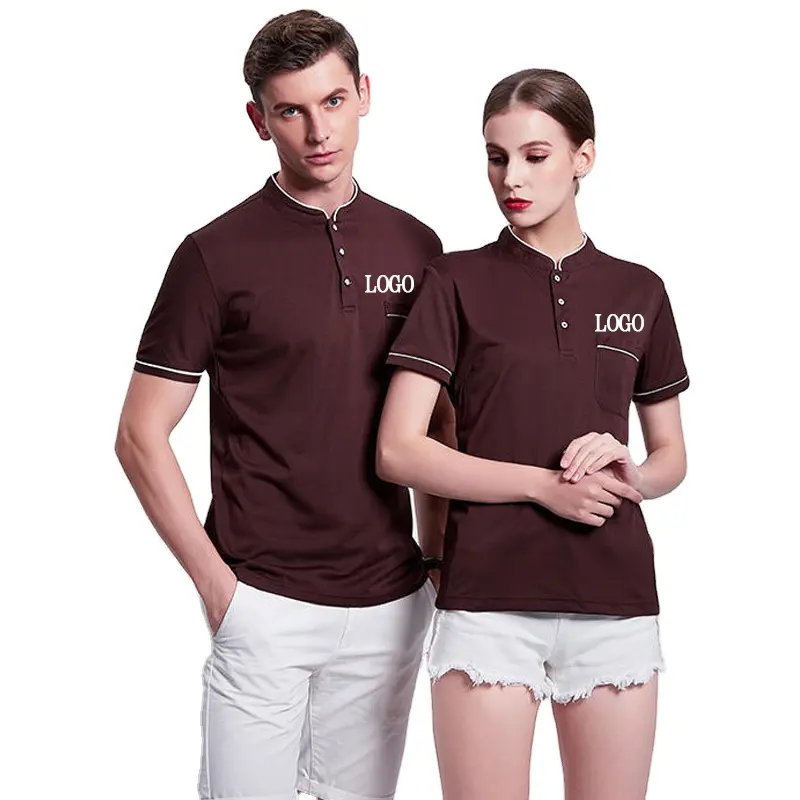 Restoran şef garson iş üniforma Polo tişört özel baskı oyalamak Logo Unisex otel garson üniforma personeli Polo gömlek