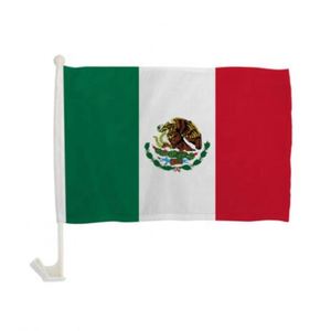 Drapeau de voiture mexicain 100 % polyester, impression couleur intégrale 12x18 pouces, haute qualité, pas cher, pour extérieur - Product Image 1