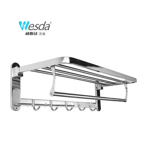 Porte-serviettes de salle de bain mural en acier inoxydable Offre Spéciale 201 avec crochets pliables raccords de bain - Product Image 1