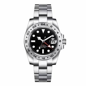 Reloj GMT mecánico automático para hombre, caja de acero inoxidable, cristal de zafiro, 10 bares, resistente al agua, indicador de fecha luminoso, 20mm, negocios - Product Image 1