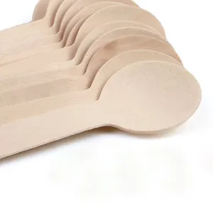 Conjunto de talheres de madeira ecológicos para utensílios biodegradáveis, colheres de madeira descartáveis de 3,8 polegadas, 100 unidades, 96 mm