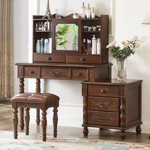 Toletta americana con cassettone angolare estensibile tutti in legno massello MDF per uso camera da letto - Product Image 4