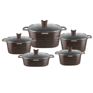 Baonana 10 Piece Square Pot Set Non Stick Aluminum Die <b>Cast</b> With Lids For Soup And Stock Pots - Product Image 3