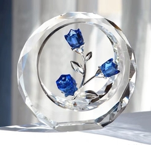 Handmade Rose Flower Crystal Figurine with <b>Vase</b> Ornament Gift Home Table Decor for Valentine's Day Wedding Anniversary - Product Image 6