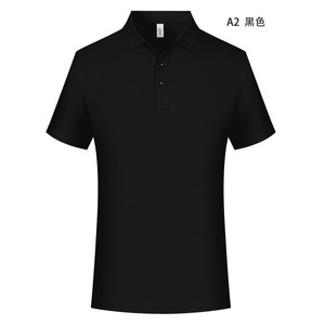 Polo Shirt Men Solid Color Cotton Short Sleeve Workwear Daily Wear A2 Black - Product Image 1