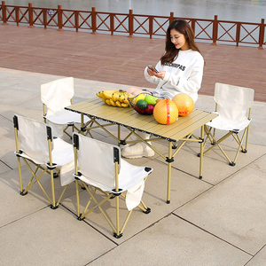 Juego de Mesa y Sillas Plegables de Aluminio para Exteriores, Mesa Larga para Barbacoa, Camping y Picnic - Product Image 5