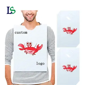 Manufacturer Custom Lobster Design Disposable Plastic Bib For Sea Food Restaurant Disposable Adult Bibs for Restaurant