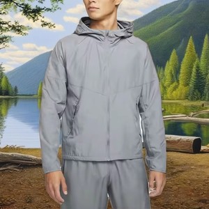 Veste de course légère imperméable personnalisée pour <span class=keywords><strong>homme</strong></span> avec impression réfléchissante, coupe-vent vintage rétro - Product Image 4