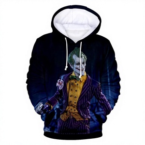 Felpa con Cappuccio da Uomo con Stampa Joker e Harley <span class=keywords><strong>Quinn</strong></span>, Design a Quadri Tinta Unita, Vestibilità Comoda, Stile Casual, Design in Sublimazione, Abbigliamento Autunnale - Product Image 2