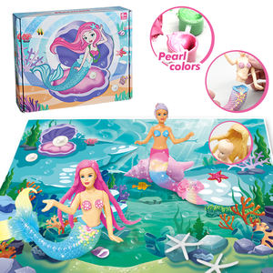 Juego de pintura de <span class=keywords><strong>sirena</strong></span> DIY | Kit de manualidades y artes creativas con pinturas de perlas, mapa de escena del océano | Regalo de juguete educativo <span class=keywords><strong>para</strong></span> niñas - Product Image 1