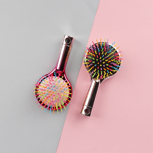 Mini brosse <span class=keywords><strong>à</strong></span> cheveux portable personnalisée peigne <span class=keywords><strong>à</strong></span> poils de massage <span class=keywords><strong>à</strong></span> coussin d'air brosse <span class=keywords><strong>à</strong></span> cheveux antistatique avec miroir - Product Image 3