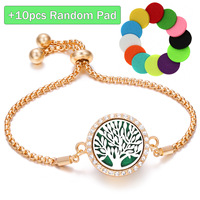 Bracelet tendance en or avec pendentif fleur de vie pour aromathérapie, diffuseur d'huiles essentielles réglable, bijoux en gros