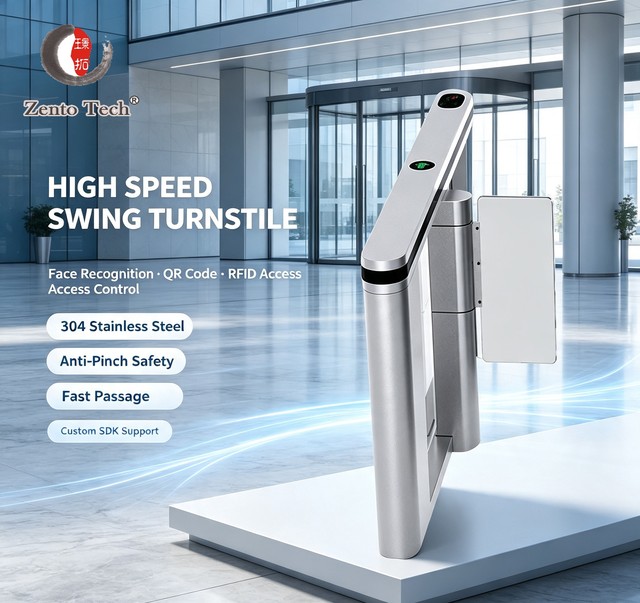 High Speed 2-Way Gate 304 Stainless Steel IP65 Brushless Motor Anti-Collision Face Recognition QR Card Reader Access Turnstile