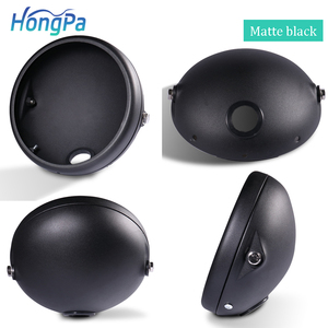 Copertura Faro da 7 Pollici Nero Cromato Alloggiamento Montaggio Faro Moto per Harley Cafe Racer - Product Image 6