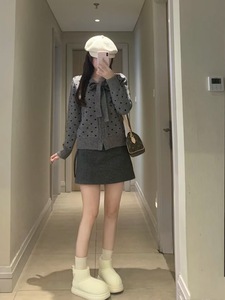 Maglione Casual da <span class=keywords><strong>donna</strong></span> lavorato a maglia <span class=keywords><strong>grigio</strong></span> nero <span class=keywords><strong>Cardigan</strong></span> per l'autunno - Product Image 6