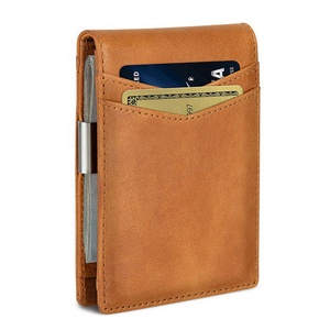 Front Pocket Wallet Men Purse RFID Blocking Slim Card <b>Holder</b> Wallets Money Clip Leather Mens Slim Wallet - Product Image 3
