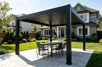 Pergola bioclimatique motorisée rétractable RKOVE en aluminium, gazebo de patio extérieur imperméable