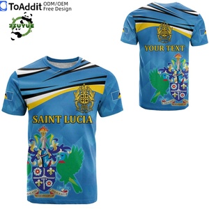 Camiseta Personalizada con la Bandera de Santa Lucía, Estilo Tropical, Camiseta de Regalo con la Bandera de Santa Lucía, Camiseta con la Bandera Nacional de la Isla - Product Image 5
