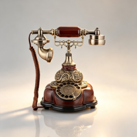 Téléphone fixe rotatif en bois antique, téléphone de bureau filaire vintage en métal sculpté pour hôtel, villa, décoration intérieure et cadeau de luxe