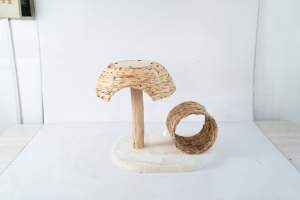 LM Holz-Katzenbaum Katzenmöbel Katzenhöhle Katzen-Spielbaum Haustier-Holzspielzeugbaum Handgefertigter Wasserhyazinthen-Haustierbaum mit Bett - Product Image 5