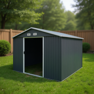 Caseta Metálica de Jardín de 8 x 10 Pies, de Acero Galvanizado, con Techo a Dos Aguas y Paneles Corrugados para Uso en Exteriores - Product Image 2