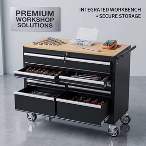 Heavy Duty 9-Drawer Mobile <b>Tool</b> <b>Cabinet</b> with Wheels and Workbench for Garage Workshop OEM - Product Image 5