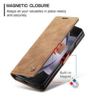 เคสโทรศัพท์หนังพับได้สำหรับ Samsung Galaxy Z Fold6 Fold5 <span class=keywords><strong>Fold4</strong></span>พับได้013เคสโทรศัพท์หนังพับได้แบบธุรกิจย้อนยุคกันกระแทก - Product Image 3