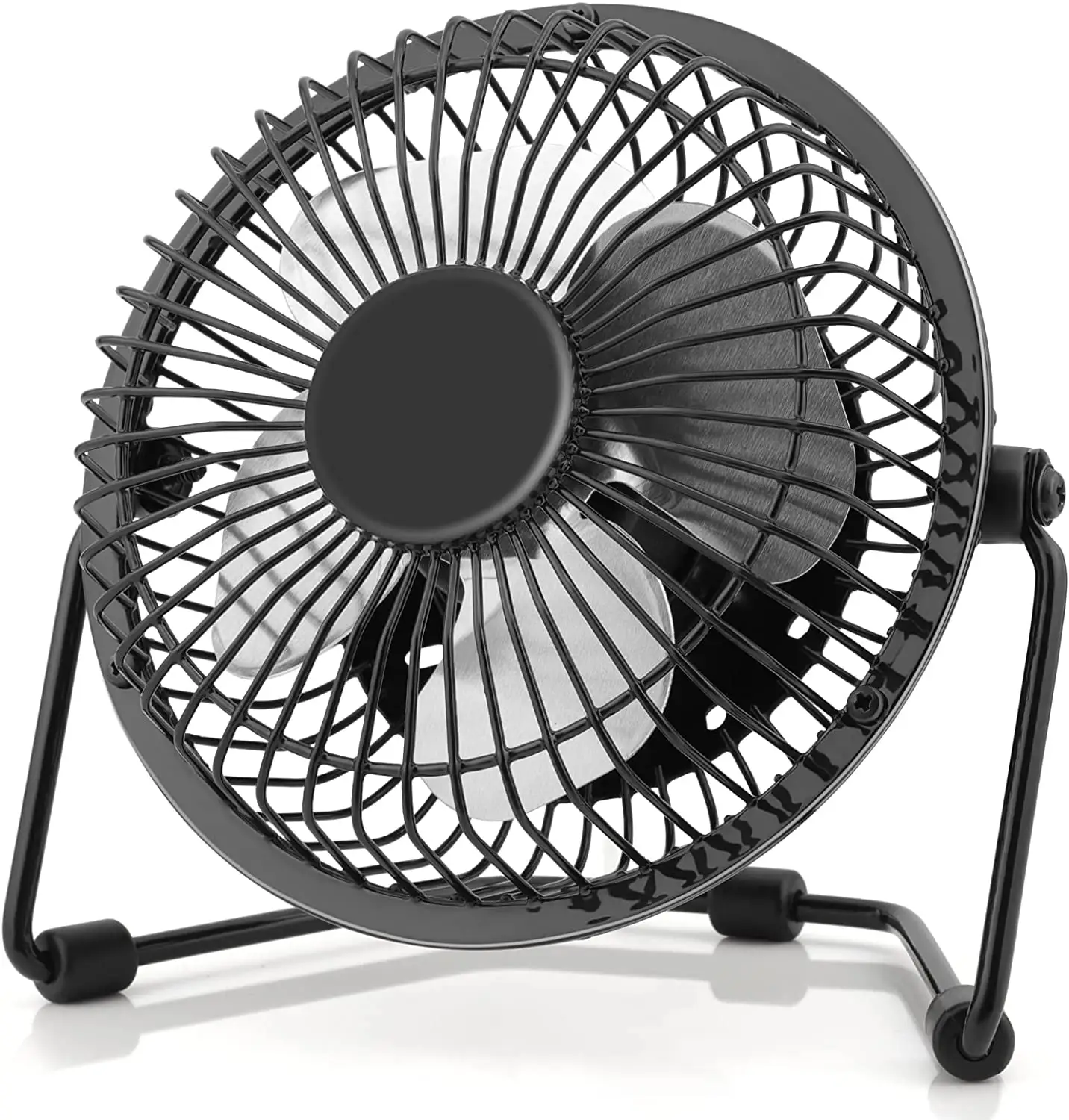 Mini Quiet Metal Construction & Strong Airflow & 360 Adjustable Angle Personal Cooling4/6 Inch Small USB Desk Fan for Desktop